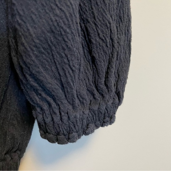 Uniqlo Black Peasant Blouse Crop Top Women’s Small - Picture 3 of 8